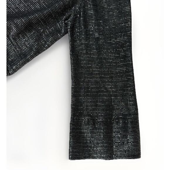 VTG Metallic Sheer Mesh Blazer Women S/M Black Glitter Party Club Rave NYE Chic - Picture 7 of 13